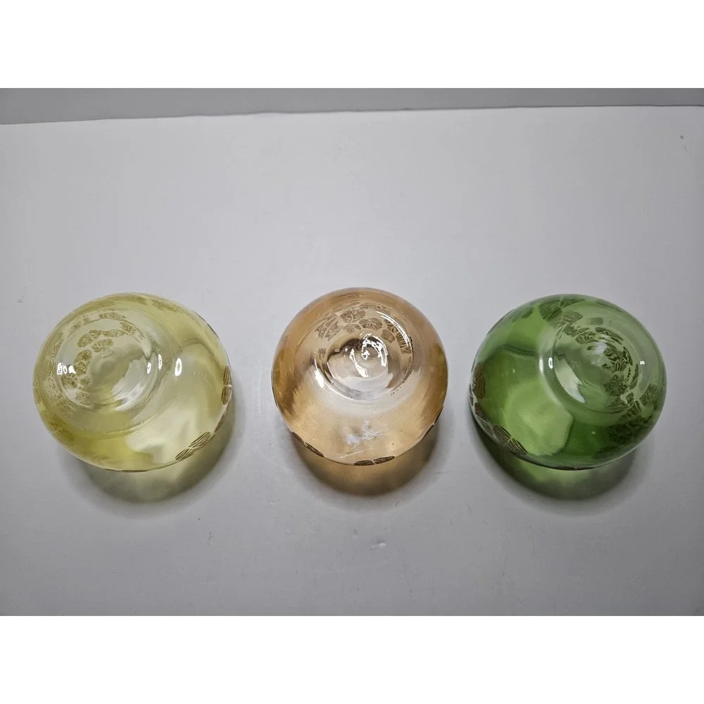 Autumn Leaf Votive Candle Holders Set of 3 Yellow Amber Green Vintage Small 4in